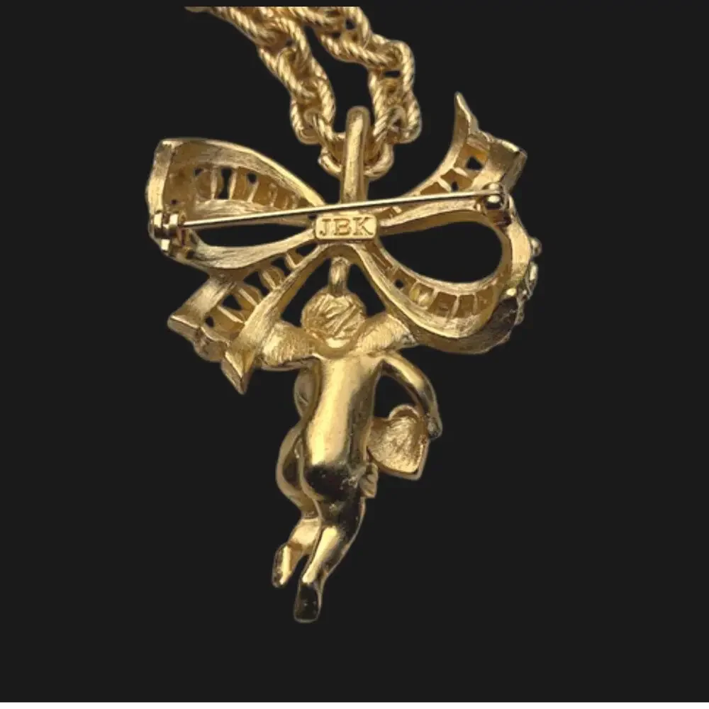 Vintage JBK Camrose & Kross Cherub Brooch Pendant Necklace